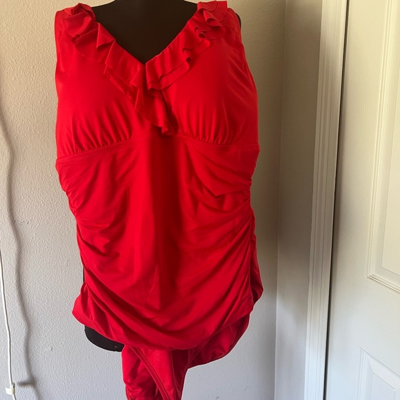 Ralph Lauren Other - Ralph Lauren Woman Plus Red ruffle ruched swimsuit with tummy control, size 22w